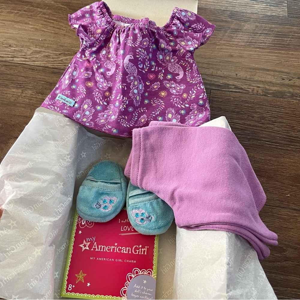 American Girl purple peacock pajamas New